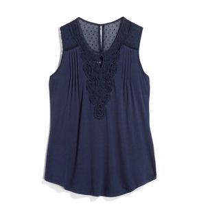 DANIEL RAINN Ranella Crochet Front Keyhole Knit Top